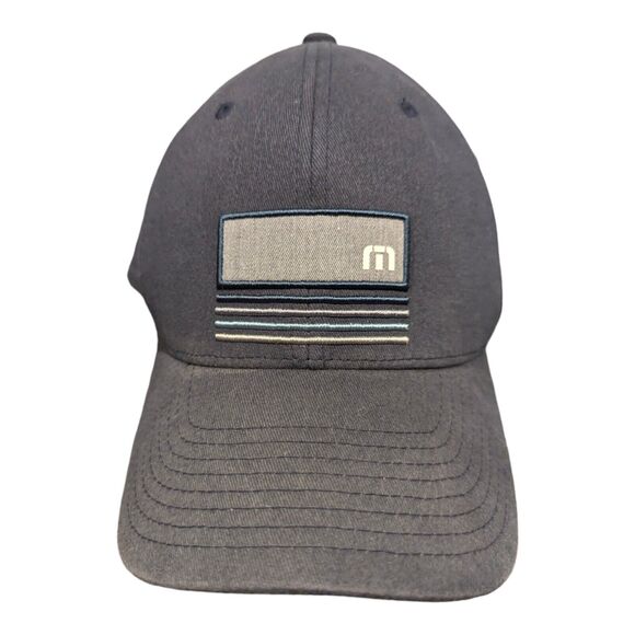 Travis Mathew Hat Mens S-M Blue Flex Fit Patch Logo Casual Adjustable - Picture 1 of 4